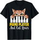 Piano Player And Cat Lover Piano Cat Musician Pianist T-Shirt - T-Shirt | Black