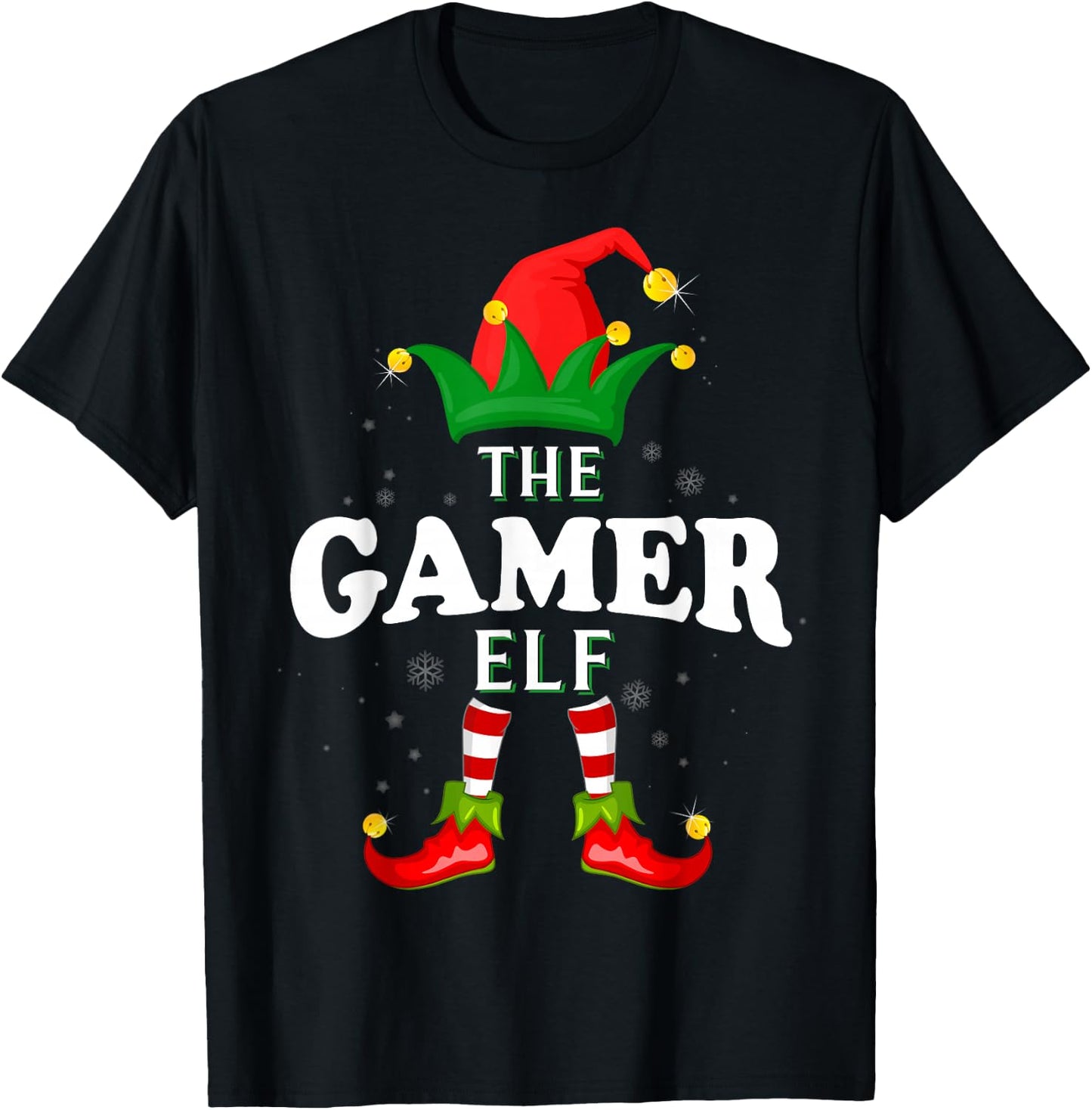 Xmas Gamer Elf Family Matching Christmas Pajama T-Shirt - T-Shirt | Black