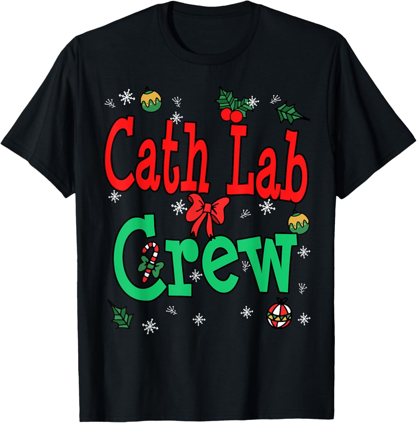 Cath Lab Tech Christmas Crew Laboratory Technician T-Shirt - T-Shirt | Black