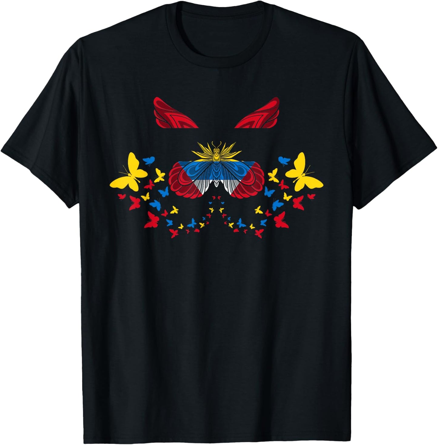 Antigua And Barbuda Flag Antiguan Butterflies T-Shirt - T-Shirt | Black