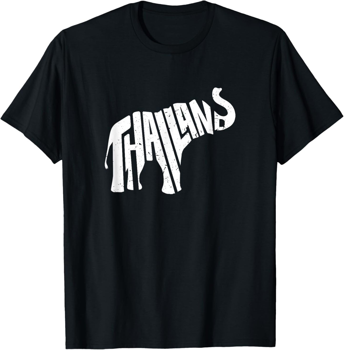 Thailand Asian Elephant Word Art - Funny Animal T-Shirt - T-Shirt | Black