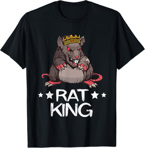 Rat King Crown Angry Rat Rodent Rat Owner Mouse Rat T-Shirt - T-Shirt | Black