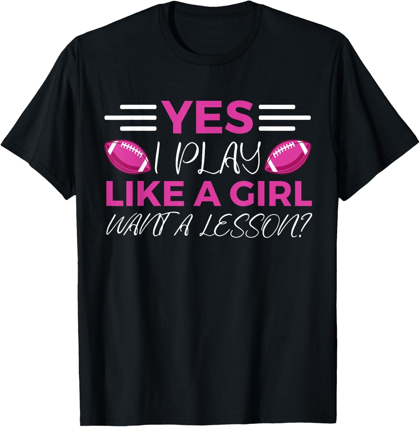 Funny Flag Football Girl T-Shirt - T-Shirt | Black