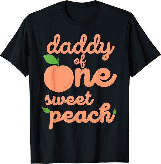 Daddy Dad First Birthday One Sweet Peach Bday Matching T-Shirt - T-Shirt | Black