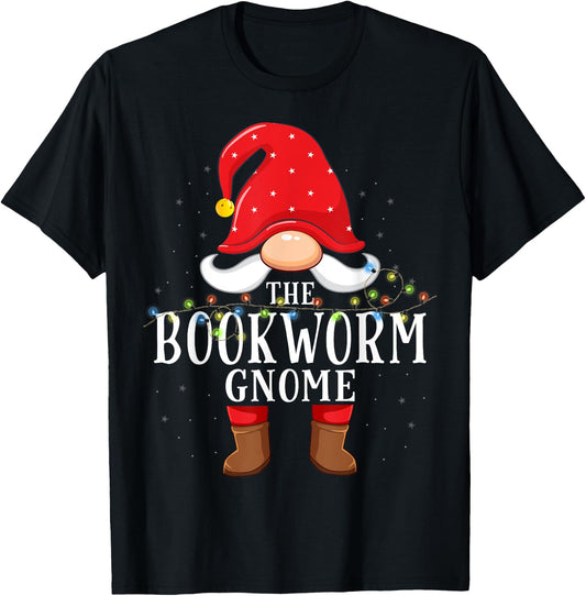 Bookworm Gnome Matching Christmas Family Pajama T-Shirt - T-Shirt | Black