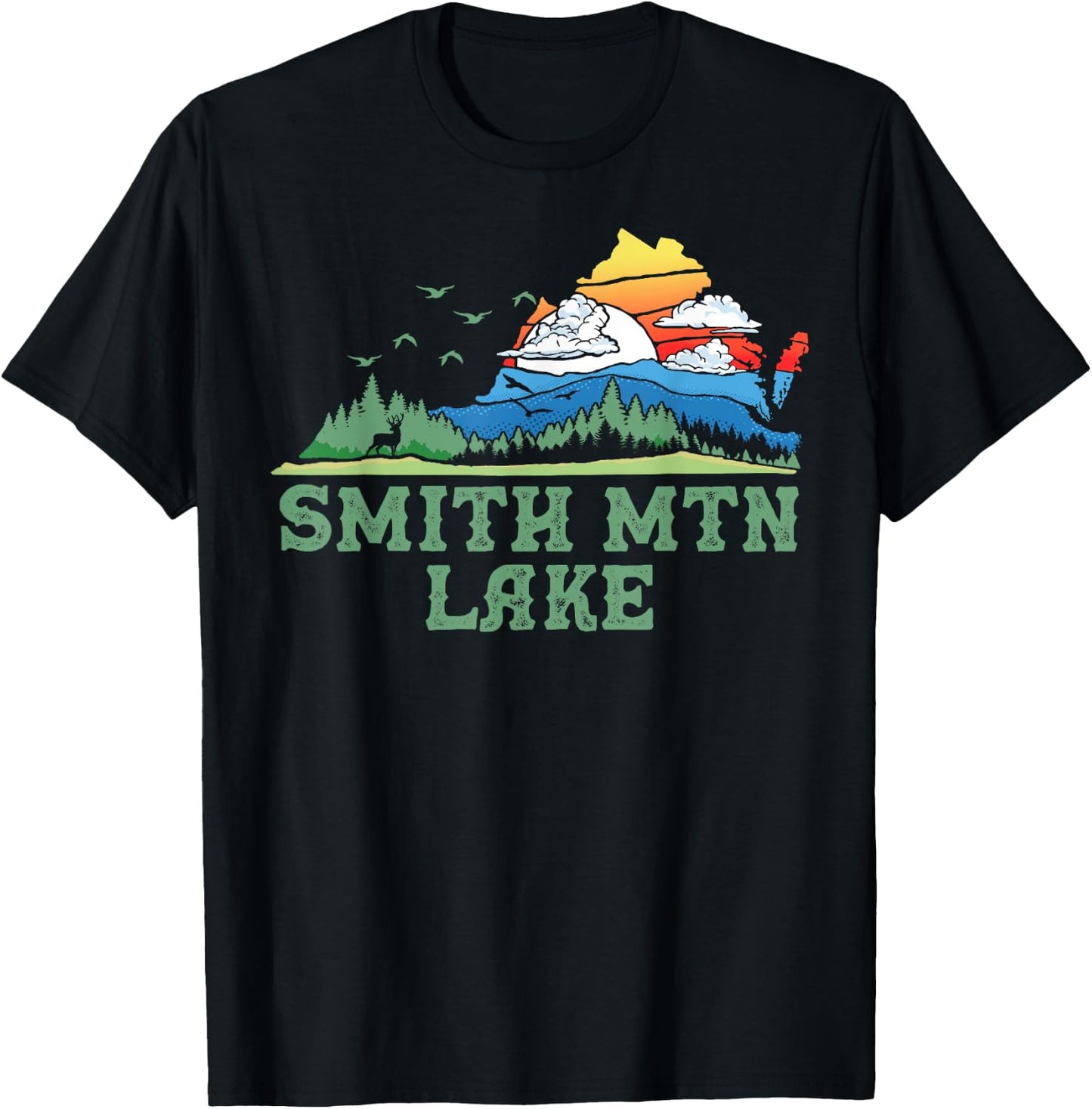 Smith Mountain Lake Virginia Franklin County Outdoors T-Shirt - T-Shirt | Black