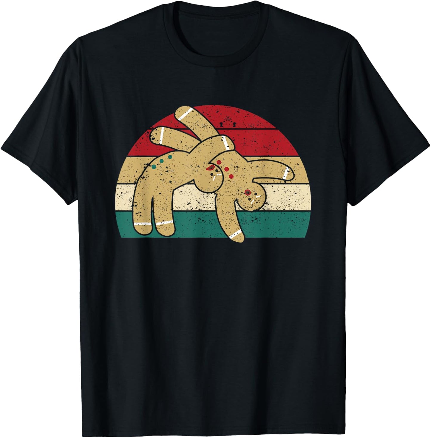 Gingerbread Man Cookies Christmas Funny Fighting Wrestling T-Shirt - T-Shirt | Black