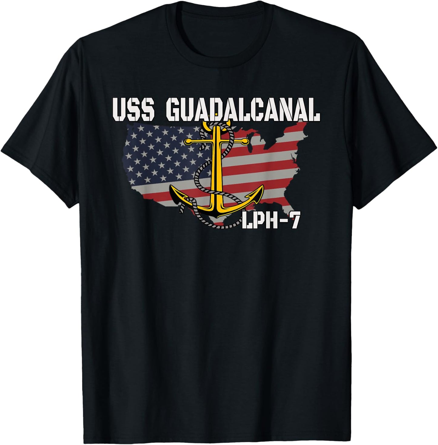 USS Guadalcanal LPH-7 Landing Platform Helicopter Veterans T-Shirt - T-Shirt | Black
