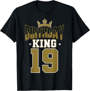 Birthday King 19 Bday Party Celebration 19th Royal Theme T-Shirt - T-Shirt | Black