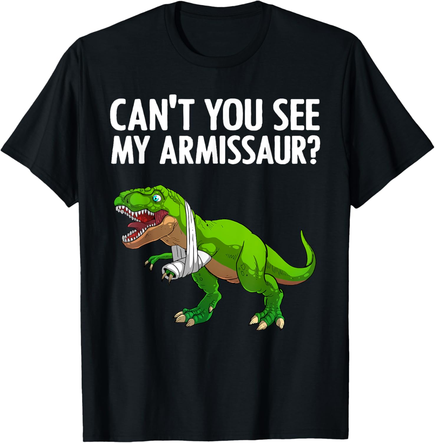 Funny Broken Arm Boy Kids Hand Wrist Injury Dinosaur T-Shirt - T-Shirt | Black