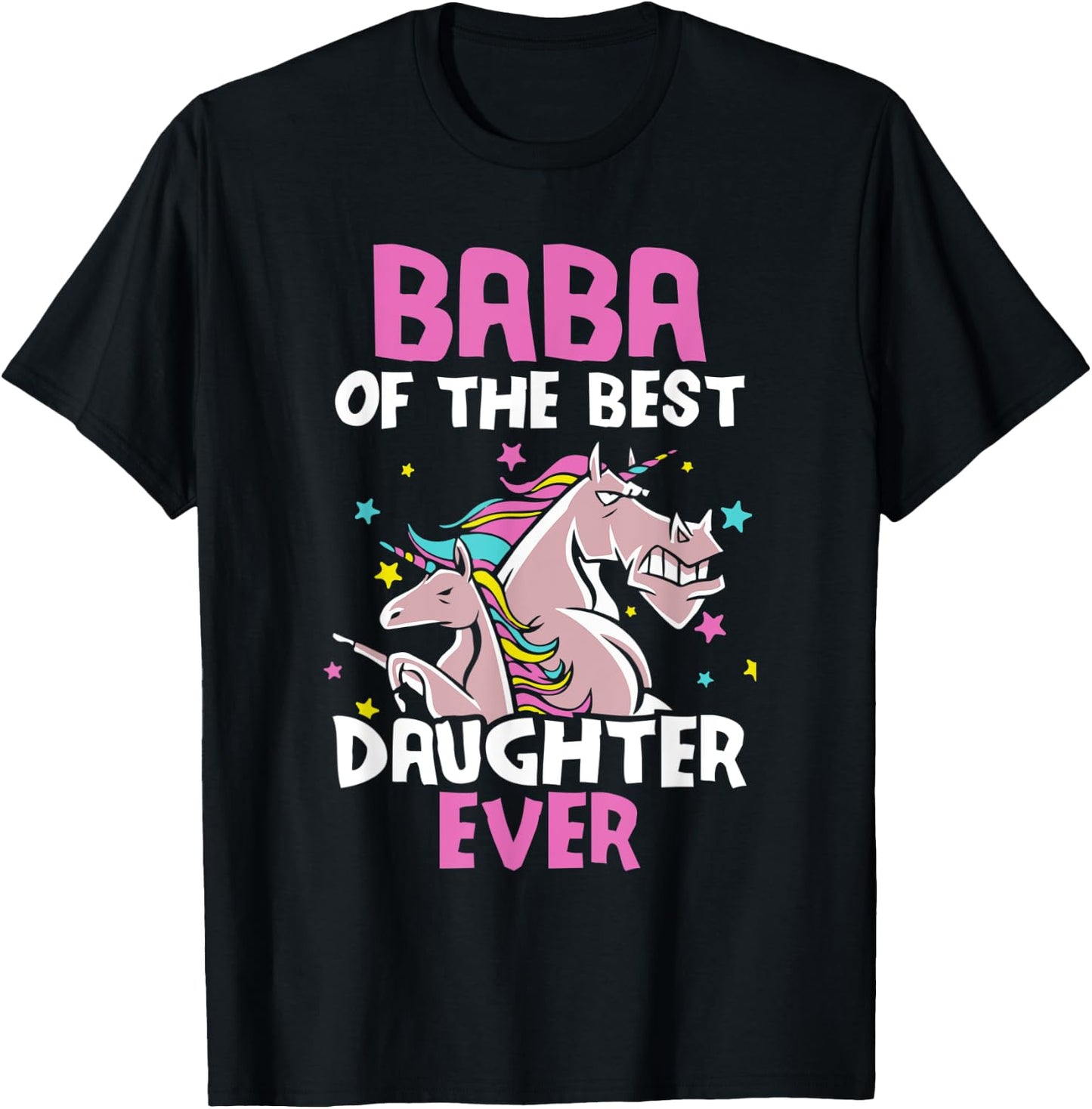 Baba Of The Best Daughter Ever Unicorn Dad Persian Arabic T-Shirt - T-Shirt | Black