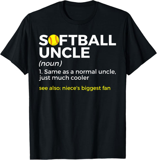 Funny Softball Uncle Definition Niece's Biggest Fan T-Shirt - T-Shirt | Black
