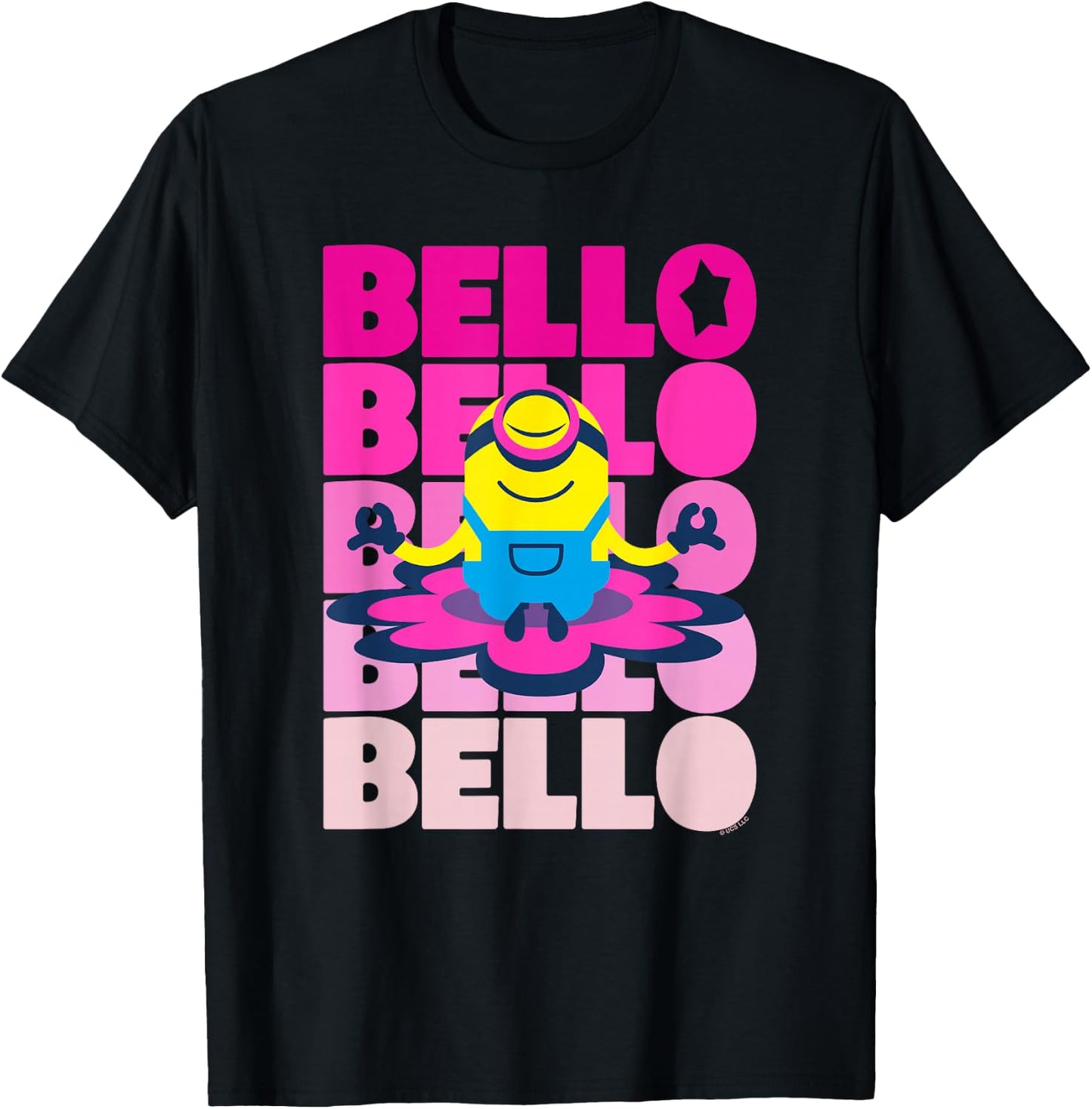 Minions Stuart Bello Meditation Text Stack T-Shirt - T-Shirt | Black