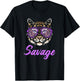 Savage Tiger Purple Leopard Print Sunglasses Funny Graphic T-Shirt - T-Shirt | Black