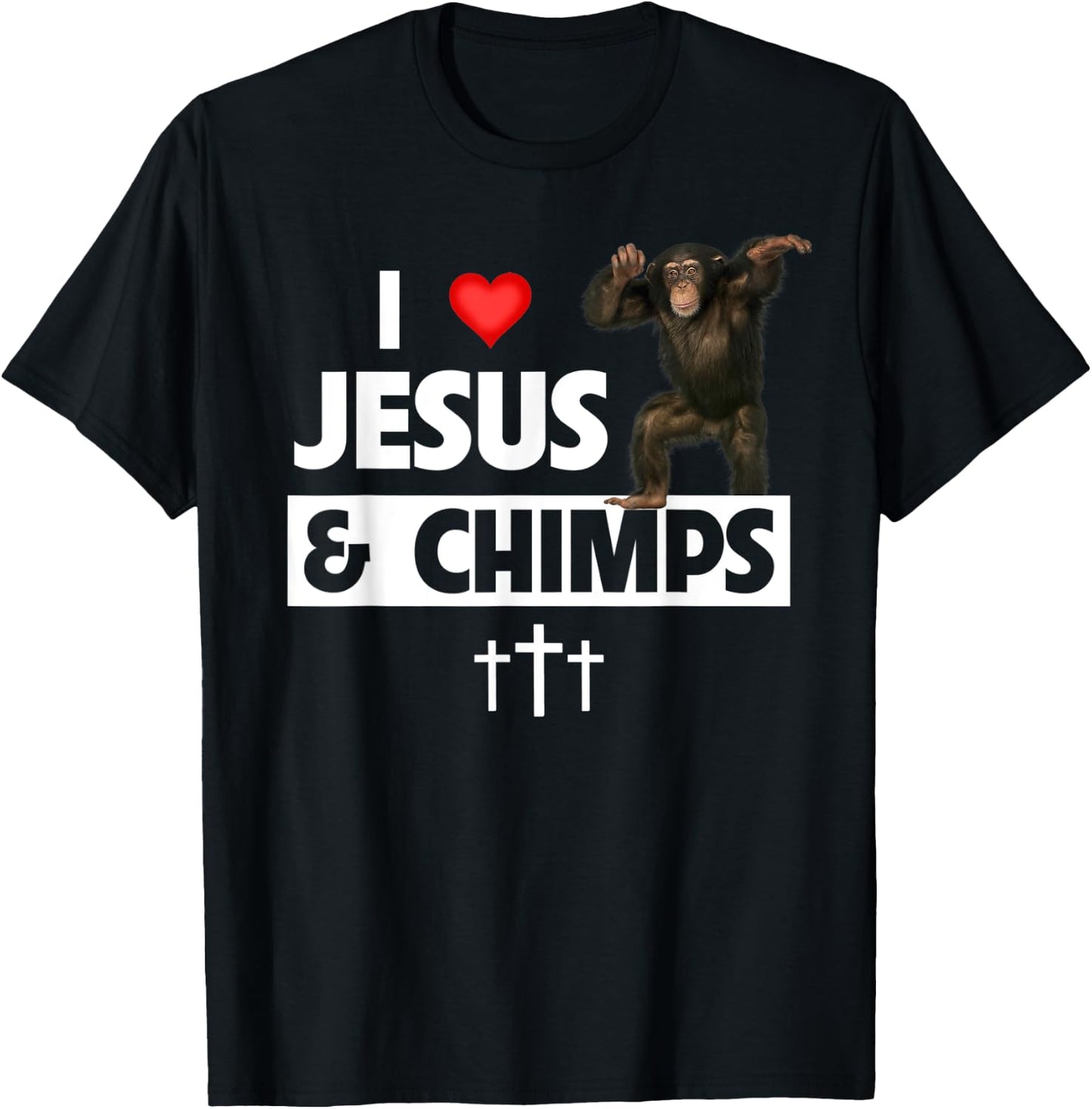 I Love Jesus and Chimps Christian Chimpanzee Monkey Lovers T-Shirt - T-Shirt | Black