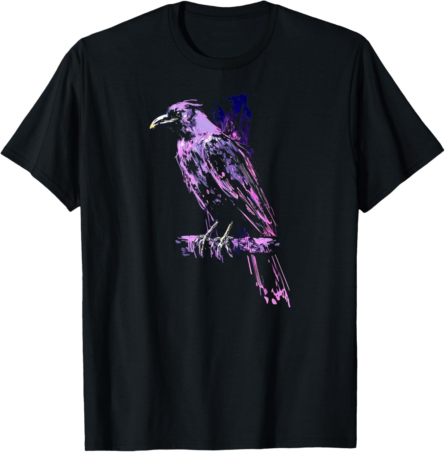Mystical Raven Black Crow Bird Illustration T-Shirt - T-Shirt | Black