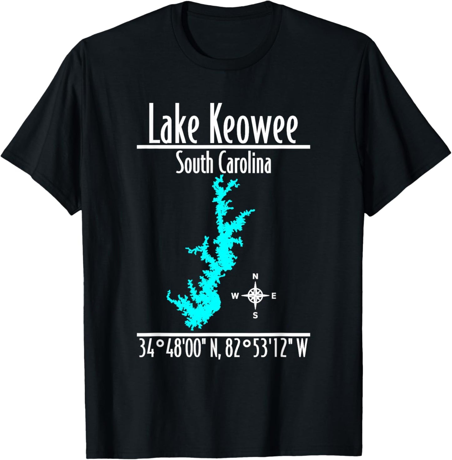 Modern Lake Keowee - South Carolina T-Shirt - T-Shirt | Black