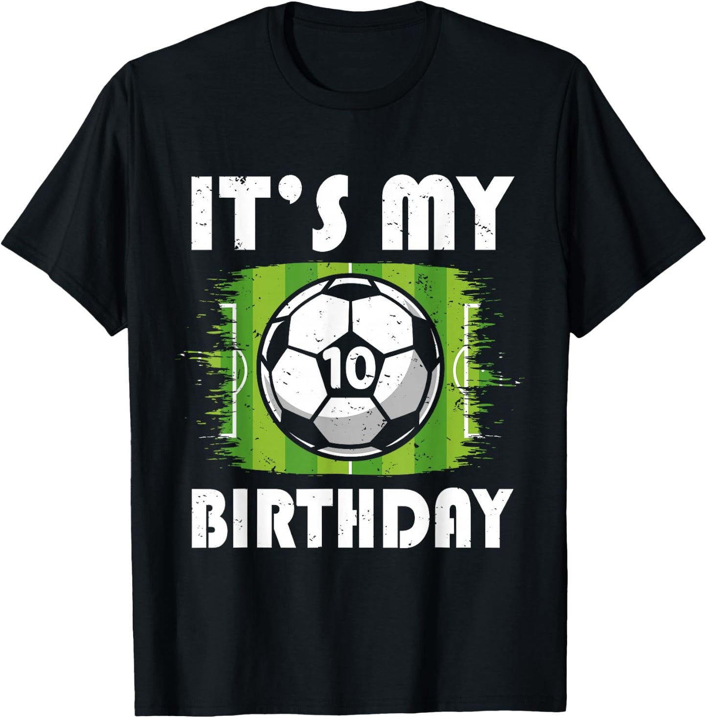 10 Years Old Kids Soccer Player 10th Birthday Boy T-Shirt - T-Shirt | Black