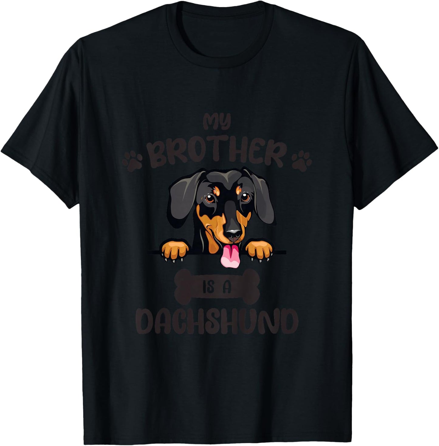 Kids My Brother Is A Dachshund Cute Dog Breed T-Shirt - T-Shirt | Black