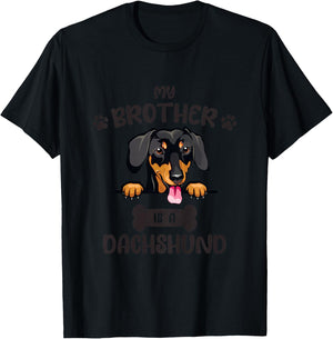 Kids My Brother Is A Dachshund Cute Dog Breed T-Shirt - T-Shirt | Black