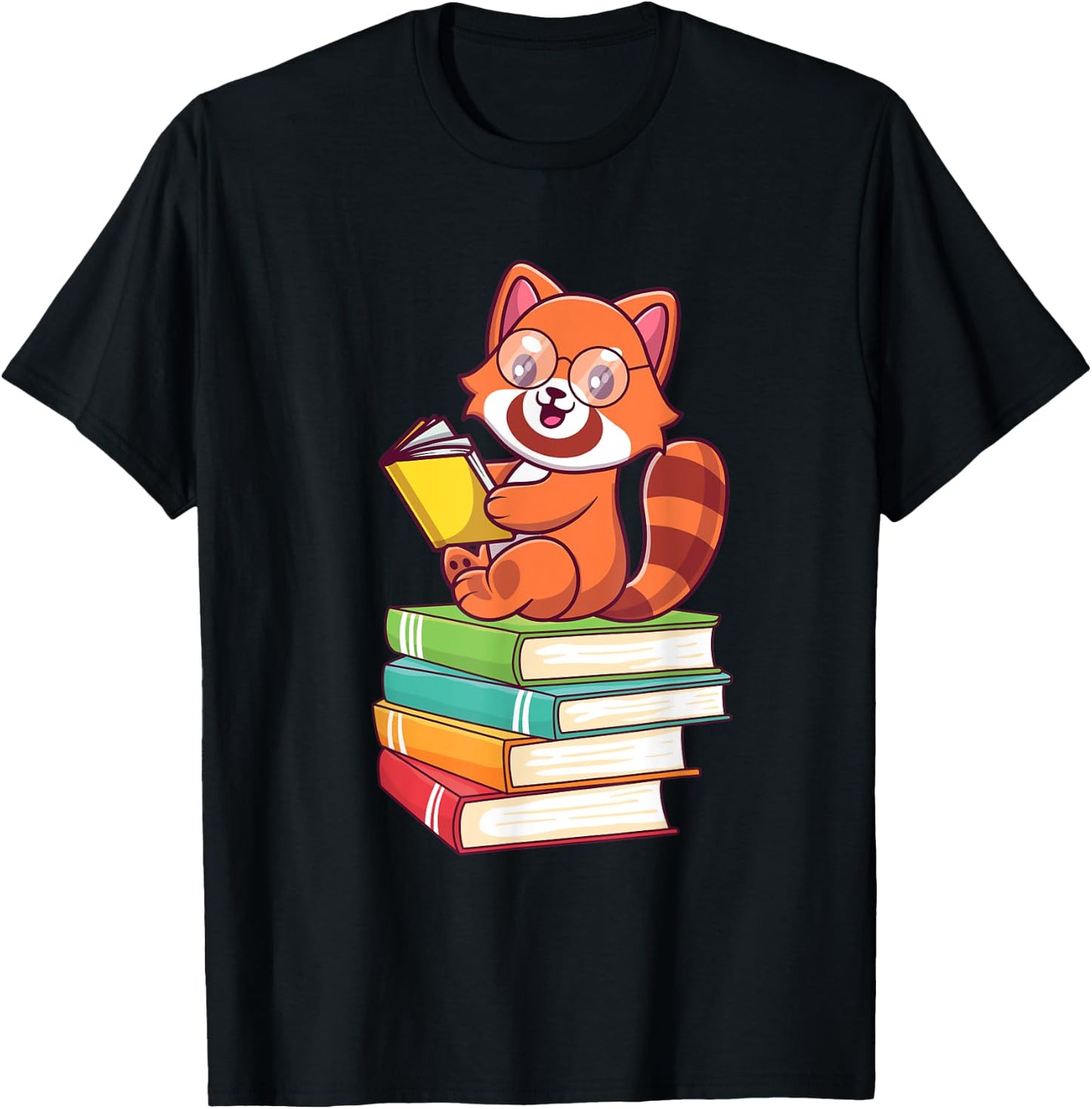 Cute Red Panda Reader Red Pandas Book Lover Bookworm T-Shirt - T-Shirt | Black