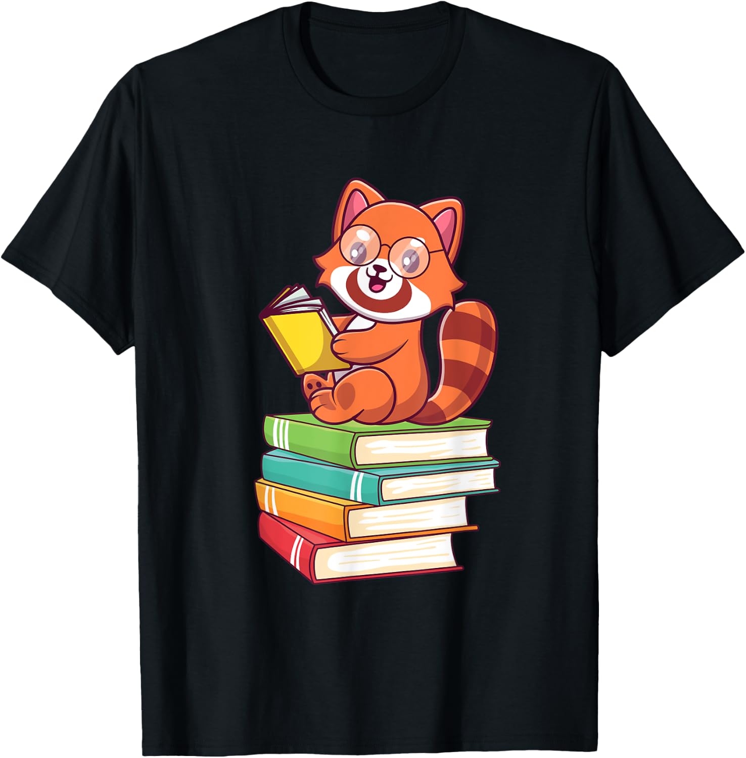 Cute Red Panda Reader Red Pandas Book Lover Bookworm T-Shirt - T-Shirt | Black
