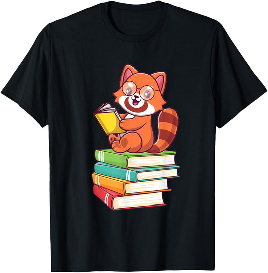 Cute Red Panda Reader Red Pandas Book Lover Bookworm T-Shirt - T-Shirt | Black
