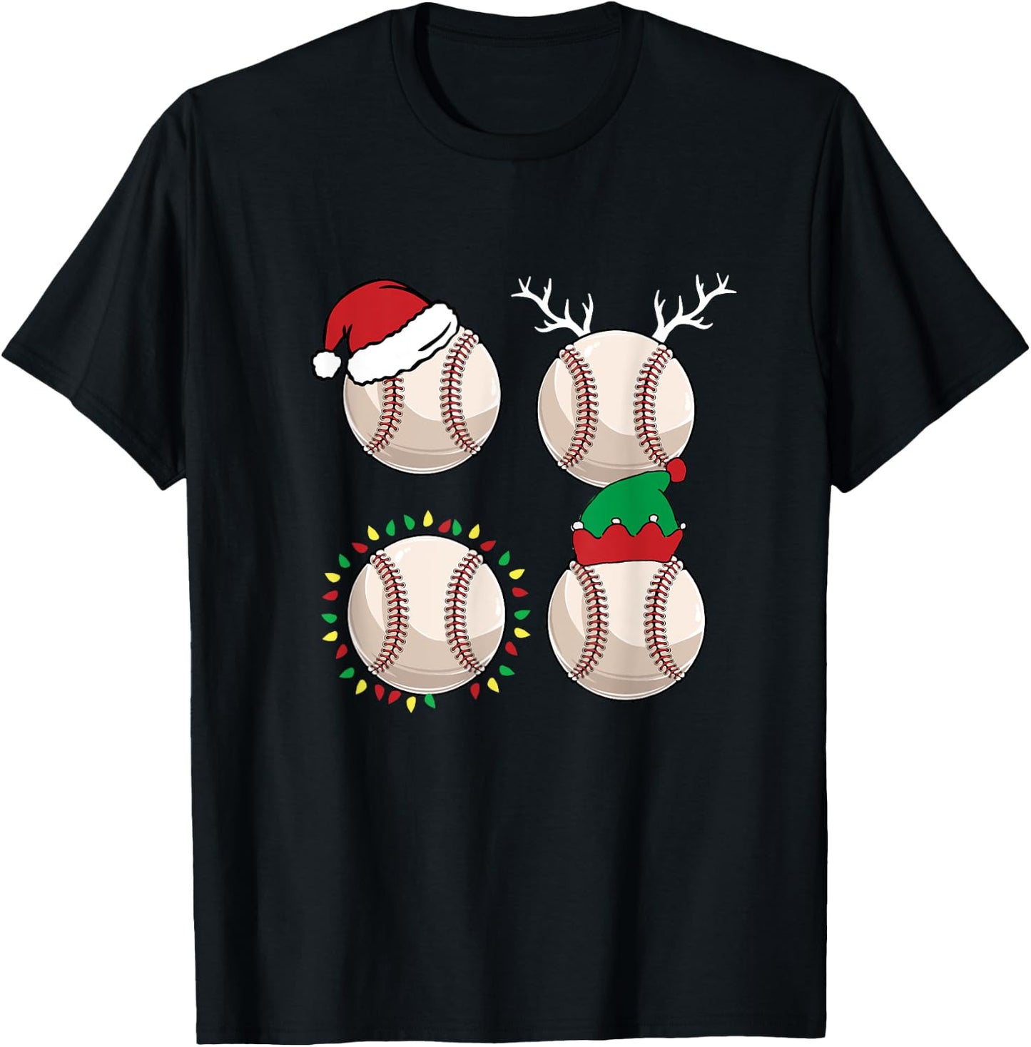 Football Santa Elf Reindeer Christmas Pajama Cool Sport Xmas T-Shirt - T-Shirt | Black