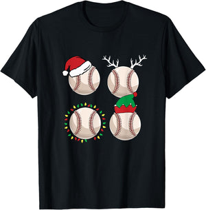 Football Santa Elf Reindeer Christmas Pajama Cool Sport Xmas T-Shirt - T-Shirt | Black