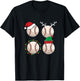 Football Santa Elf Reindeer Christmas Pajama Cool Sport Xmas T-Shirt - T-Shirt | Black