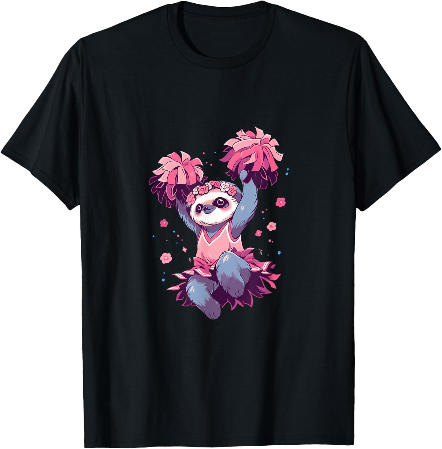 Sloth Cheerleader Cheerleading Cheer Cheering T-Shirt - T-Shirt | Black