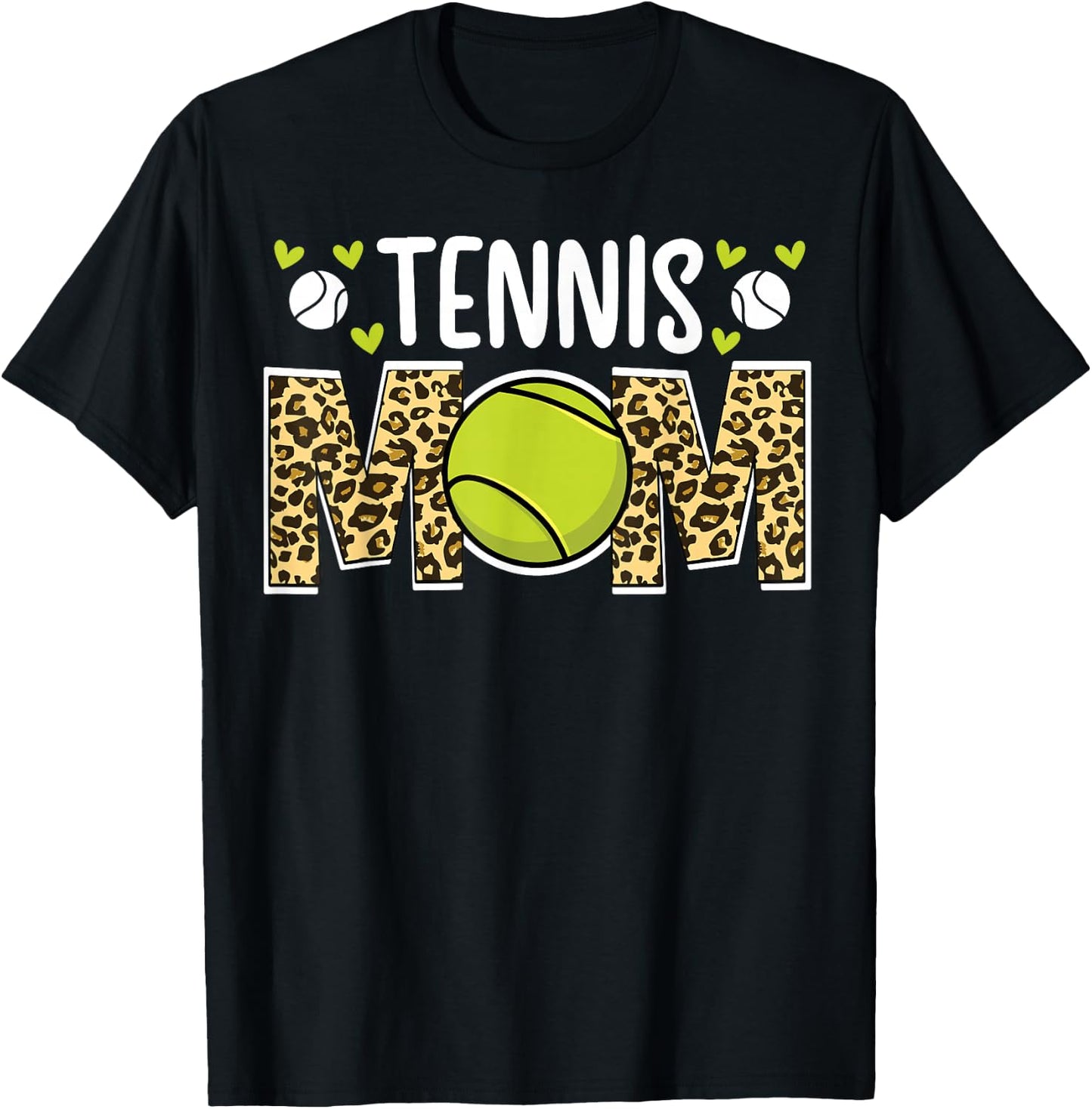 Tennis Mom Of A Tennis Player Mama Leopard Tennis Mother T-Shirt - T-Shirt | Black