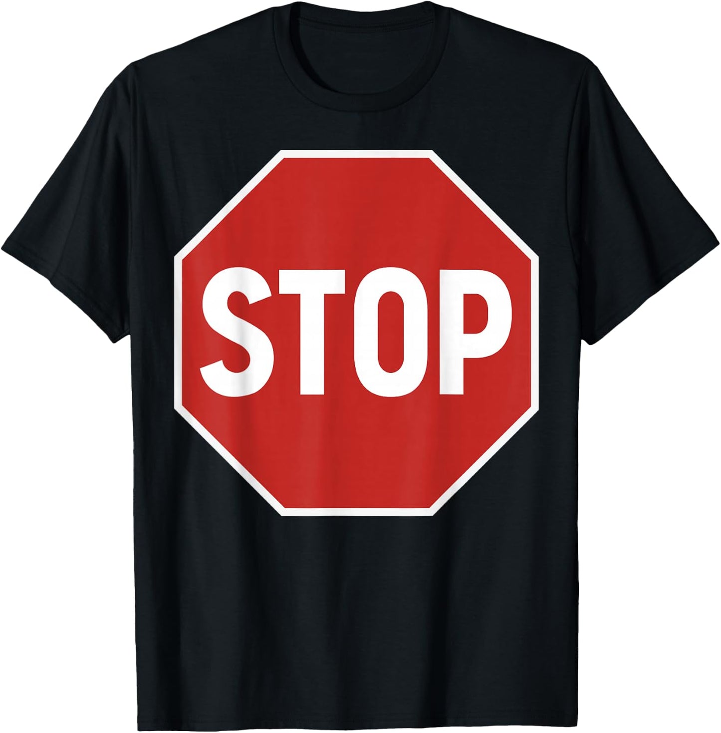 Stop Sign Costume Novelty Road Signs Halloween Outfit T-Shirt - T-Shirt | Black