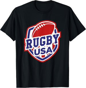 Rugby USA Support The Team Shirt Football USA Flag T-Shirt - T-Shirt | Black