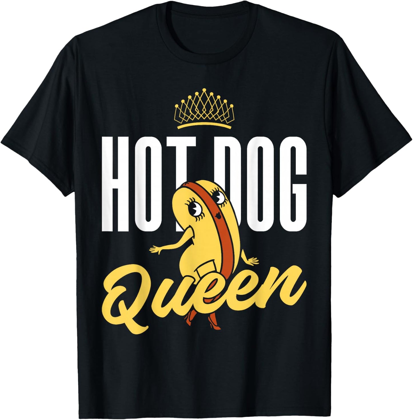 Hot Dog Adult Queen Hot Dog Queen T-Shirt - T-Shirt | Black