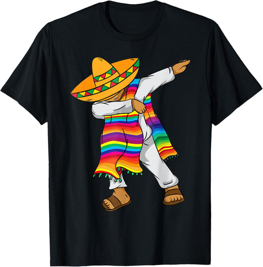 Cinco De Mayo Dabbing Mexican Poncho Kids Toddler Boy Men T-Shirt - T-Shirt | Black
