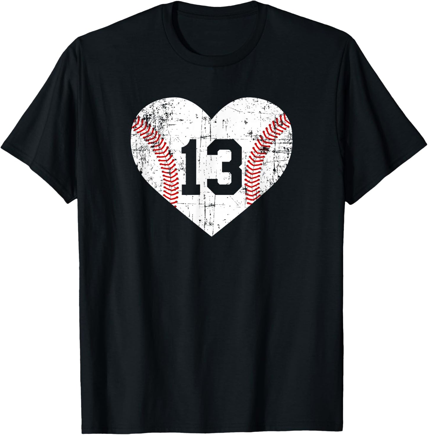 Vintage Baseball 13 Jersey Number T-Shirt - T-Shirt | Black