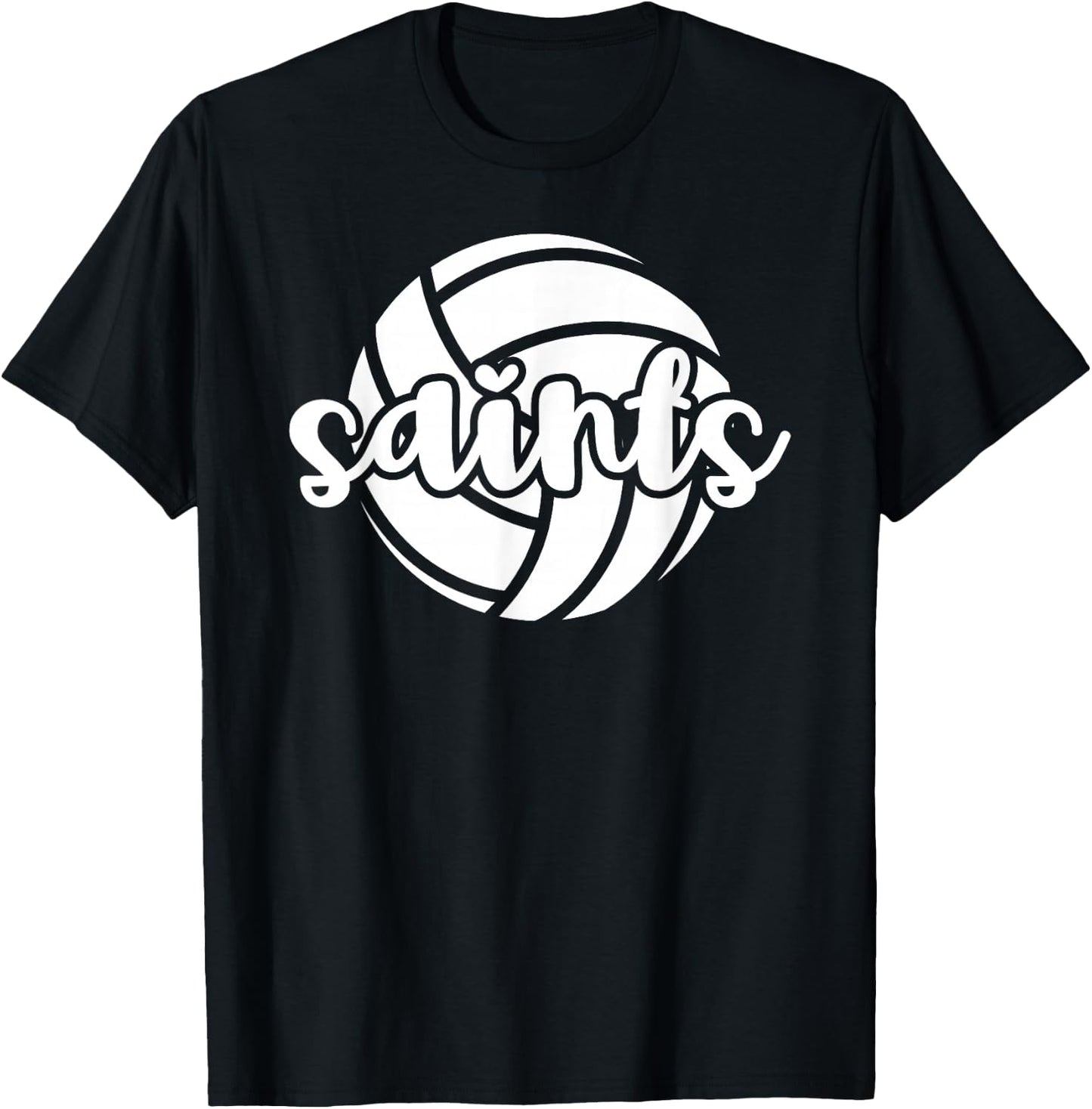 Saints Volleyball Team Mascot School Spirit Game Night T-Shirt - T-Shirt | Black