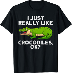 Funny Crocodile Women Kids Alligator Crocodile Lover T-Shirt - T-Shirt | Black