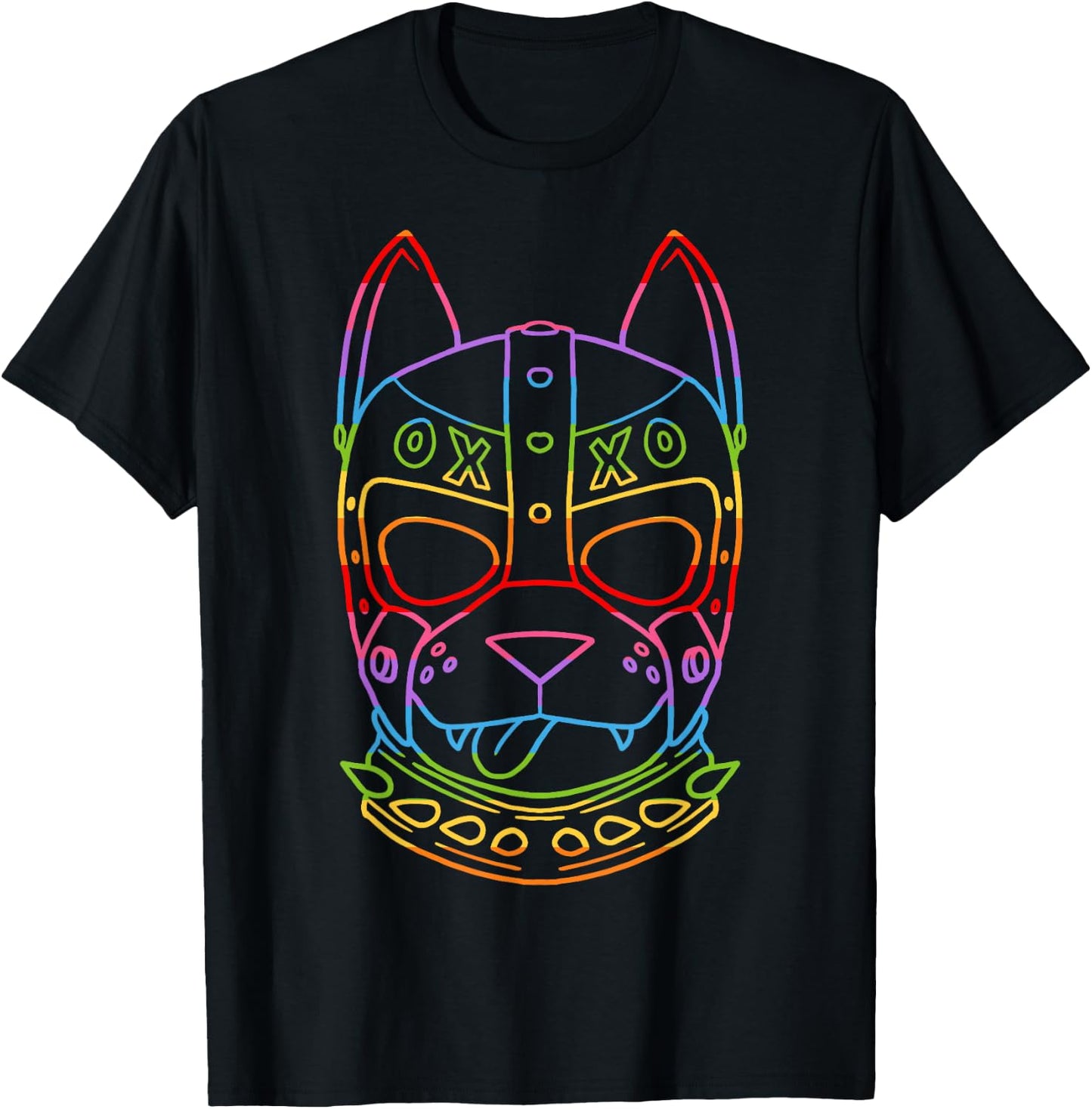 Gay PupPlay Pup Mask Rainbow Pride T-Shirt - T-Shirt | Black