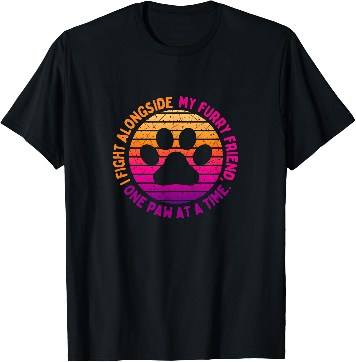 Dog Cancer Awareness Prevention Fighting the Battle Love Paw Men Women Kids T-Shirt - T-Shirt | Black
