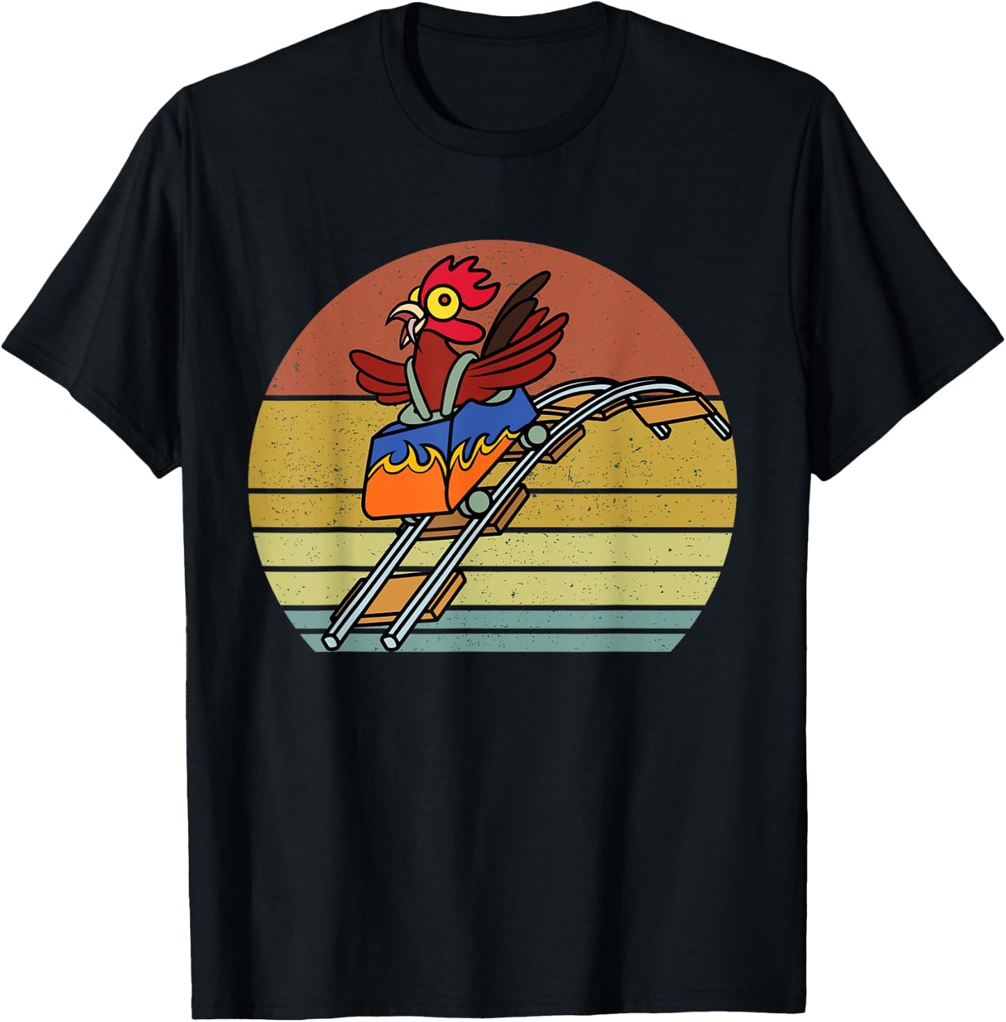 Roller Coaster Chicken Theme Amusement Park Enthusiast funny T-Shirt - T-Shirt | Black