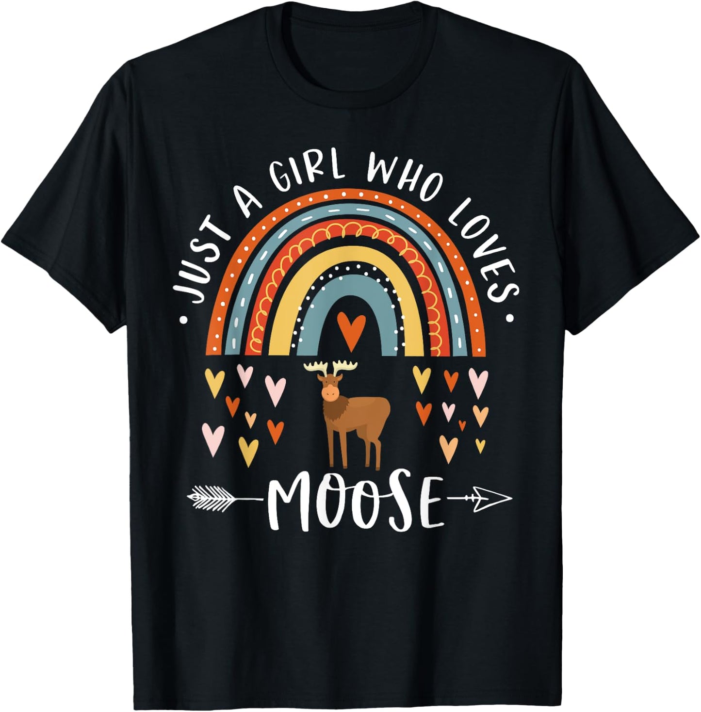 Just A Girl Who Loves Moose Rainbow Gifts For Moose Lover T-Shirt - T-Shirt | Black