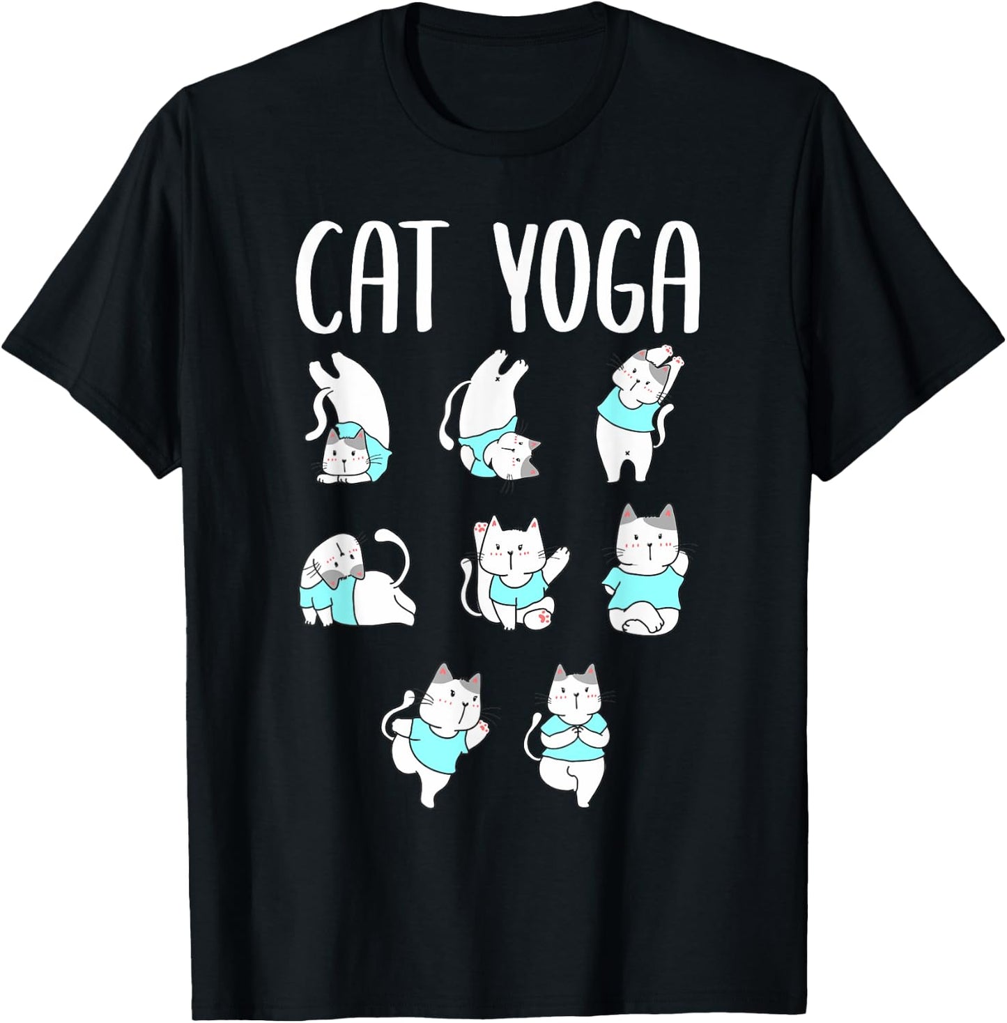 Cat Yoga Mat Yoga Pants Yoga Poses Chart Hatha Yoga Cat T-Shirt - T-Shirt | Black