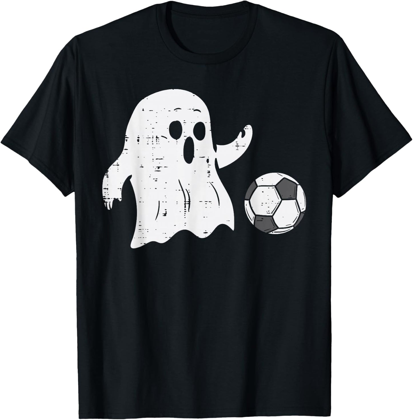 Ghost Playing Soccer Funny Football Halloween Costume Sports T-Shirt - T-Shirt | Black