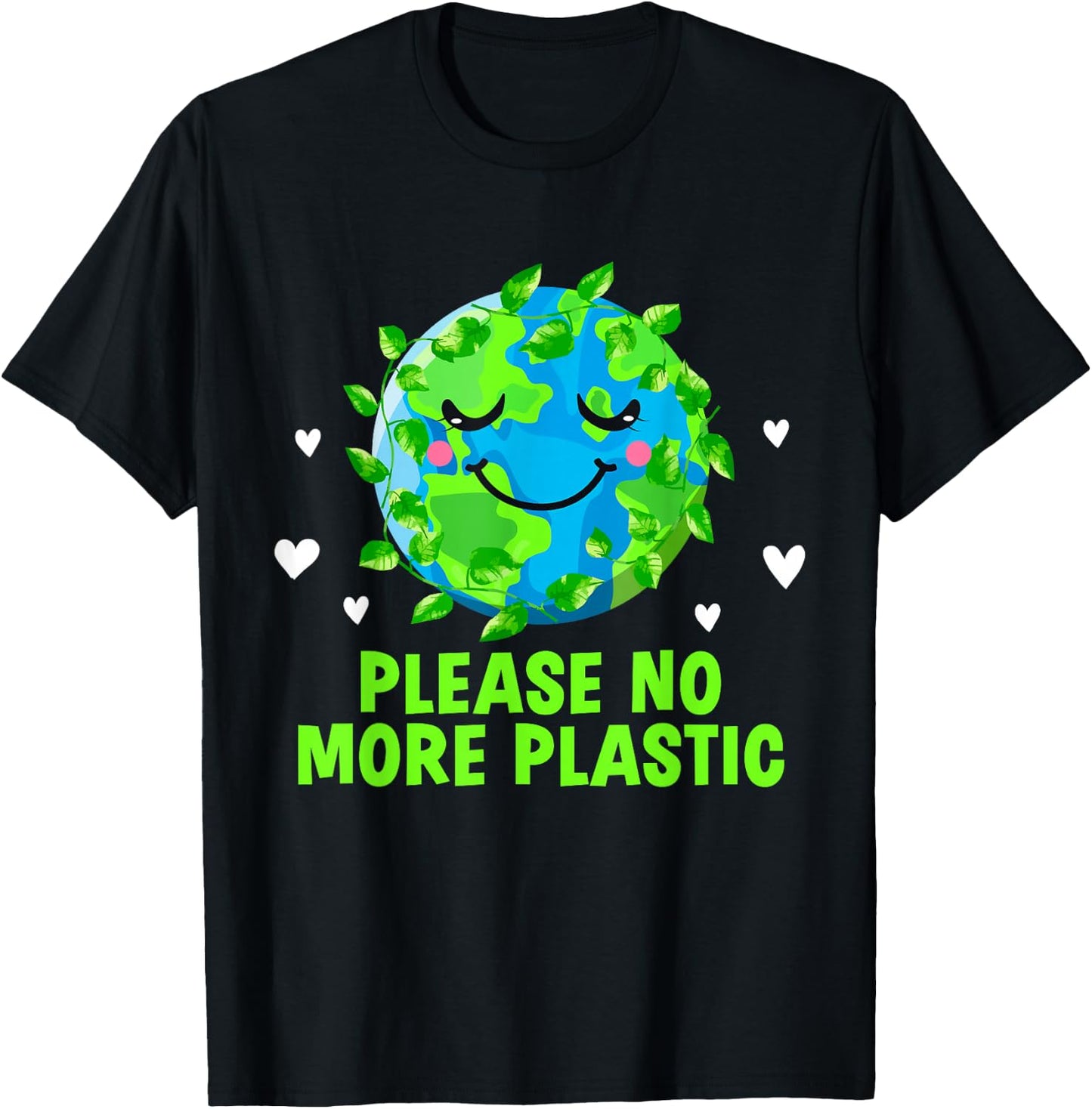 Please No More Plastic Ecology Sustainable Ecosystem T-Shirt - T-Shirt | Black