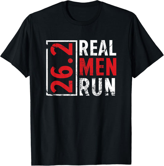 Real Men Run Marathon 26,2 Runner Running Sprinting Jogging T-Shirt - T-Shirt | Black