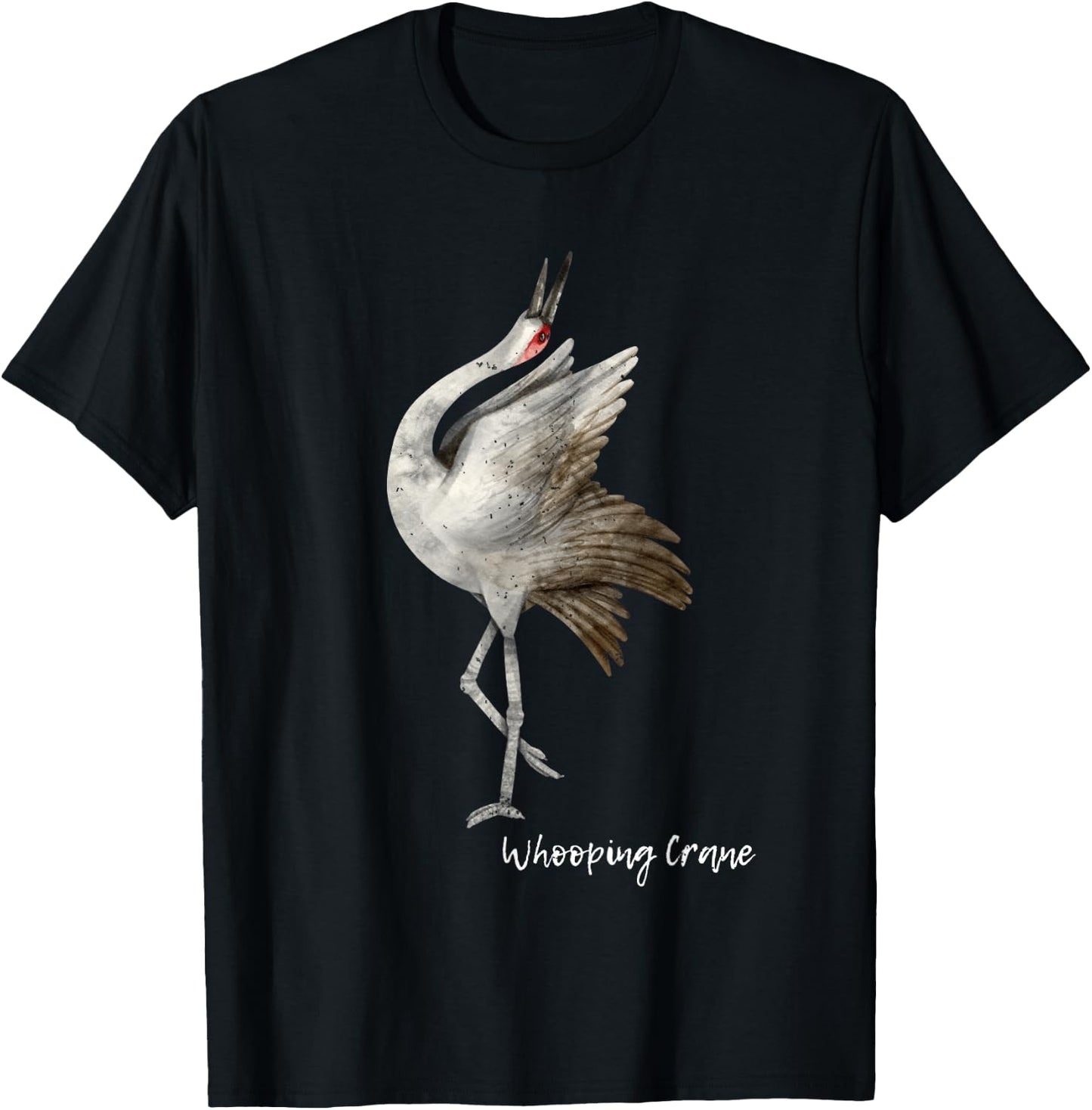 Whooping Crane Graphic Wildlife Bird Watching T-Shirt - T-Shirt | Black