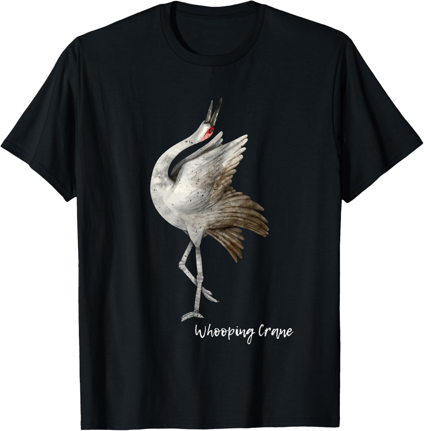 Whooping Crane Graphic Wildlife Bird Watching T-Shirt - T-Shirt | Black