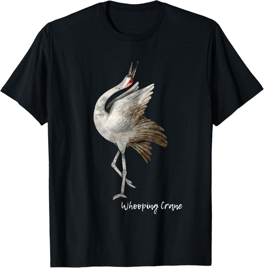 Whooping Crane Graphic Wildlife Bird Watching T-Shirt - T-Shirt | Black